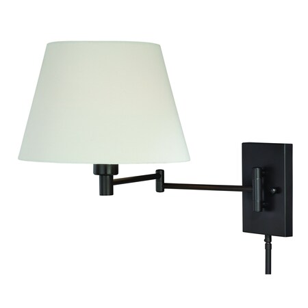 Vaxcel Chapeau Plug-In Bronze Cone Motion Sensor Swing Arm Wall Lamp White Linen Shade W0201